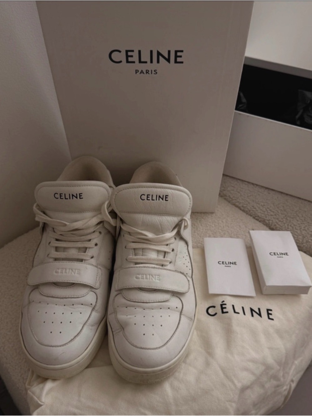 Celine White High-Top Sneakers | Size 40 | Full Set - Picture 5 of 14
